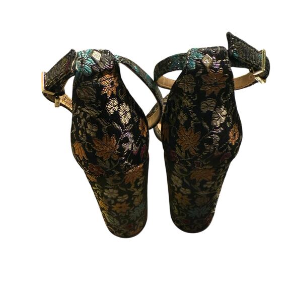 Sam Edelman Women's Yaro Floral Print Block Heel Open Toe Sandal Grey Size 8 - Picture 5 of 9